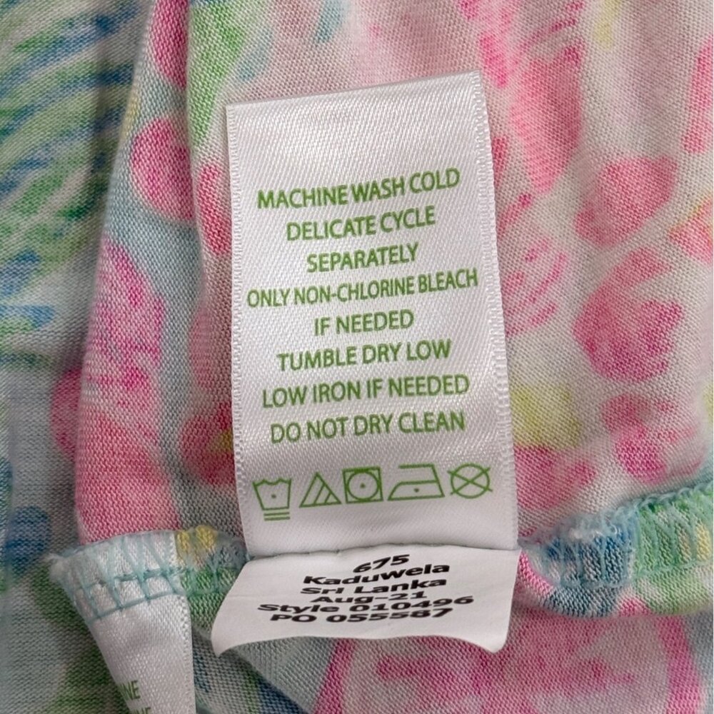 Lilly Pulitzer Long Sleeve Top Henley PJ Fruity Flamingo Green Pink Women Size M - Picture 8 of 8